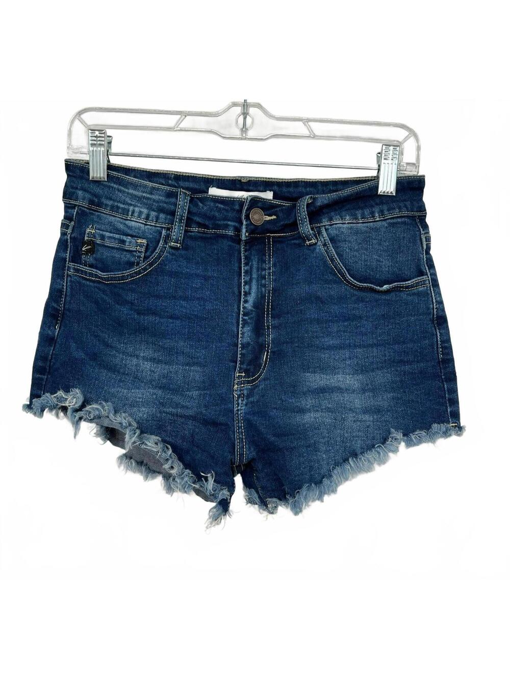 Kancan Jean Shorts Womens Sz 9/28 Blue Cut Off Raw Hem